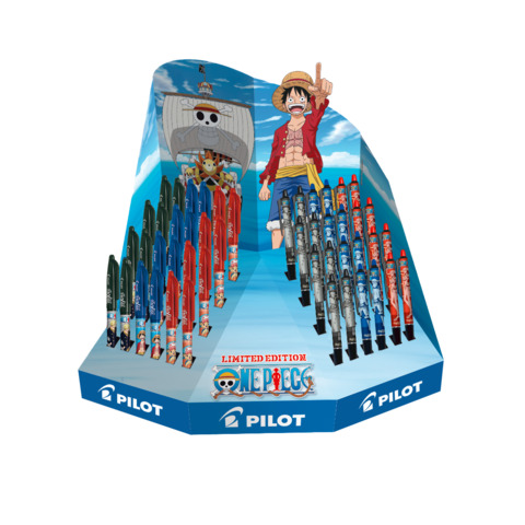PILOT X ONE PIECE Lot De 3 FriXion Ball Plus Noir Bleu Rouge + Recharges Bleues + Stickers - Stylos Effaçables Édition Limitée