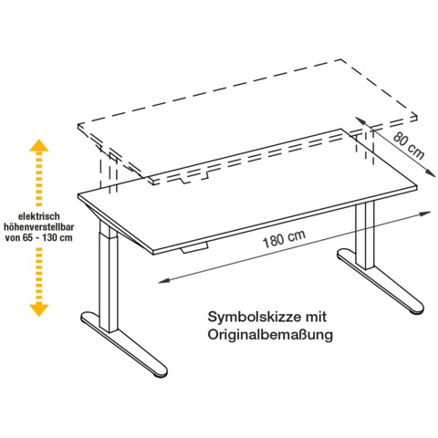 Schreibtisch -T-Fu&szlig;, 180 x 65-130 x 80 cm, elektrisch h&ouml;henverstellbar, ahorn/wei&szlig; Q-CONNECT KF14165 Produktbild Detaildarstellung 1 XL
