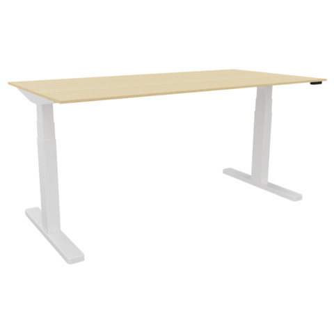 Schreibtisch -T-Fu&szlig;, 180 x 65-130 x 80 cm, elektrisch h&ouml;henverstellbar, ahorn/wei&szlig; Q-CONNECT KF14165 Produktbild Einzelbild 2 XL
