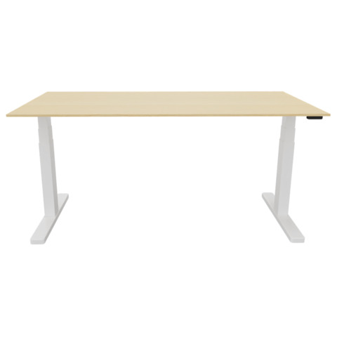 Schreibtisch -T-Fu&szlig;, 180 x 65-130 x 80 cm, elektrisch h&ouml;henverstellbar, ahorn/wei&szlig; Q-CONNECT KF14165 Produktbild